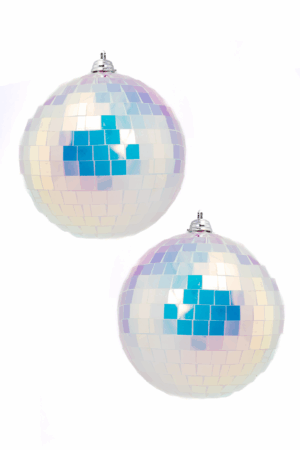 2x Discobal 10 cm Kerstbal Discobol Iridescent Regenboog