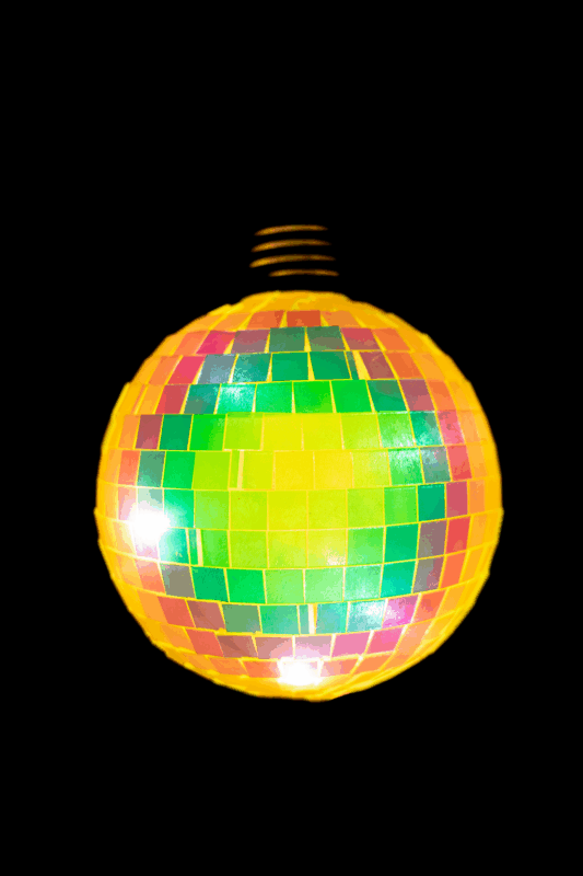 2x Discobal 10 cm Kerstbal LED Discobol Iridescent Geel 1