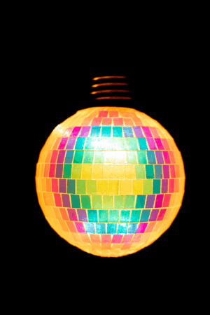2x Discobal 10 cm Kerstbal LED Discobol Iridescent Oranje 1