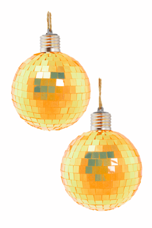 2x Discobal 10 cm Kerstbal LED Discobol Iridescent Oranje