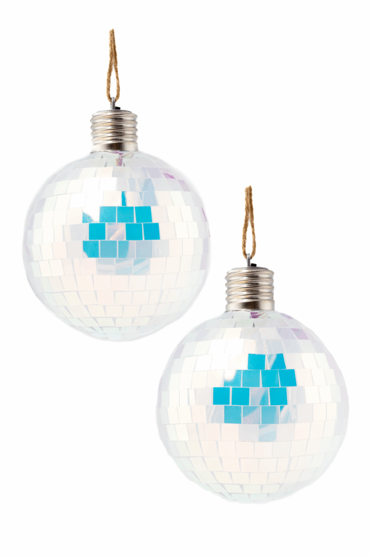 2x Discobal 10 cm Kerstbal LED Discobol Iridescent Zilver