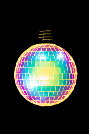 2x Discobal 8 cm Kerstbal LED Discobol Iridescent Zilver 1