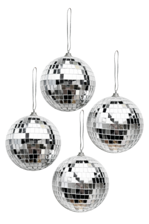 4x Kleine Discobal 10 cm Kerstbal Spiegelbol Discobol Spiegeltjes Disco Zilver.jpg