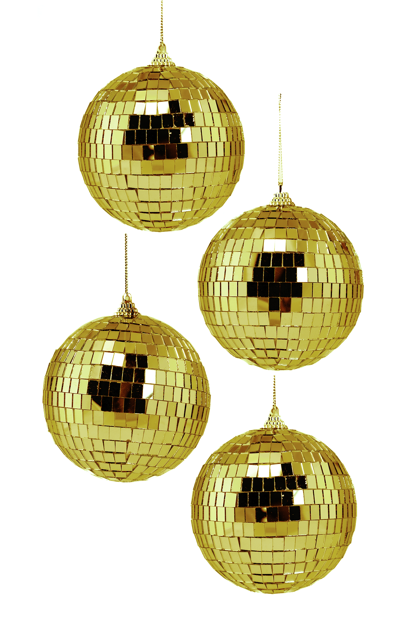 4x Kleine Discobal Goud 10 cm Kerstbal Spiegelbol Discobol Spiegeltjes
