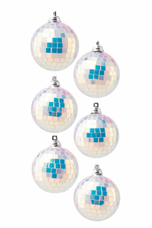 6x Kleine Discobal 6 cm Kerstbal Spiegelbol Discobol Iridescent Zilver
