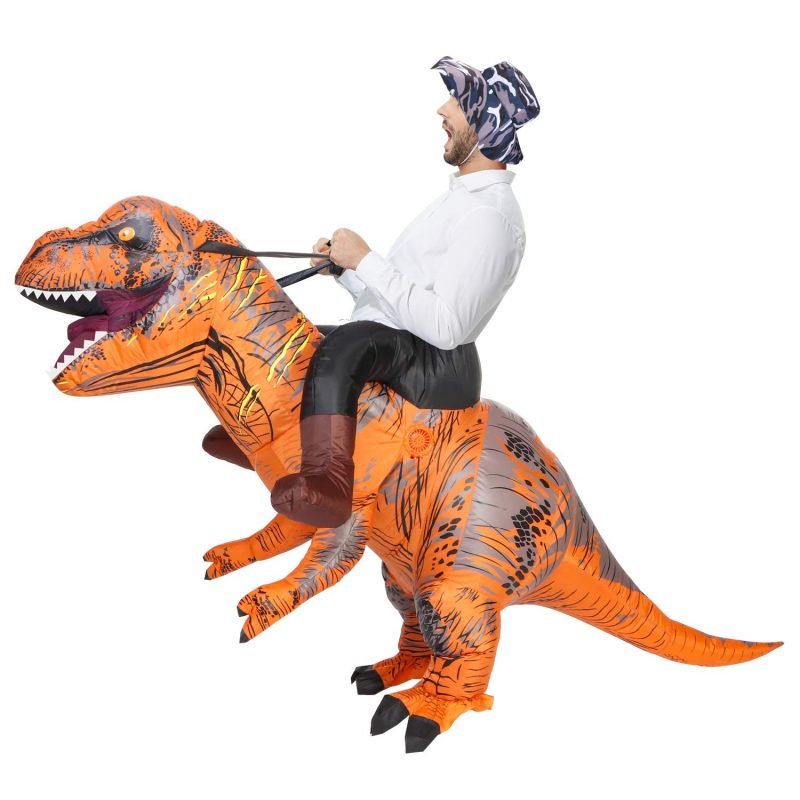 Opblaasbaar rijdend op T-rex kostuum dino pak bruin Jurassic World™
