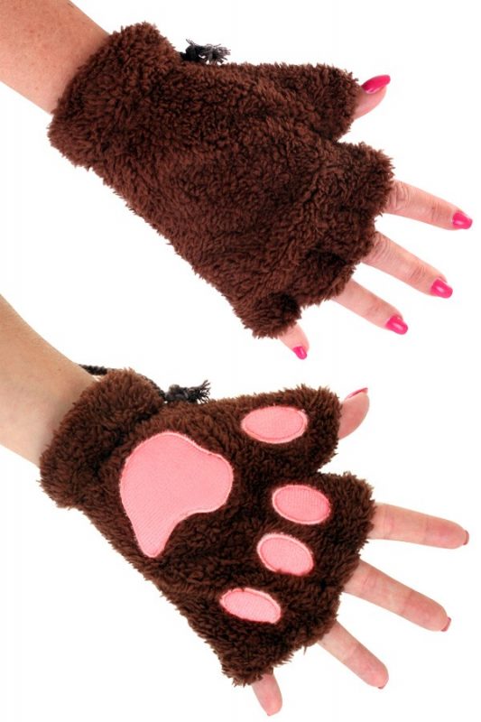 Dierenpoot handschoenen donkerbruin