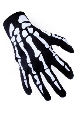 Skelet handschoenen botten Skeleton zwart wit halloween