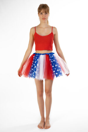 Rokje USA Rood Wit Blauw Tule Rok Sterren 1