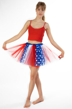 Rokje USA Rood Wit Blauw Tule Rok Sterren 2