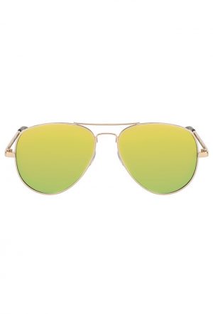 Aviator zonnebril geel spiegelglazen pilotenbril