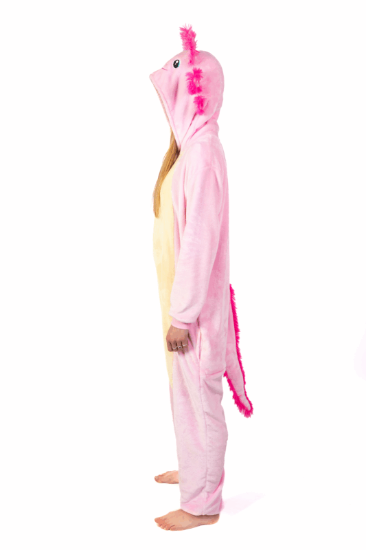 Axolotl Onesie Salamander Pak Roze Vis Kostuum Carnavalspak Dames Heren 2