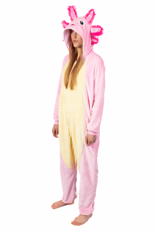 Axolotl Onesie Salamander Pak Roze Vis Kostuum Carnavalspak Dames Heren 3