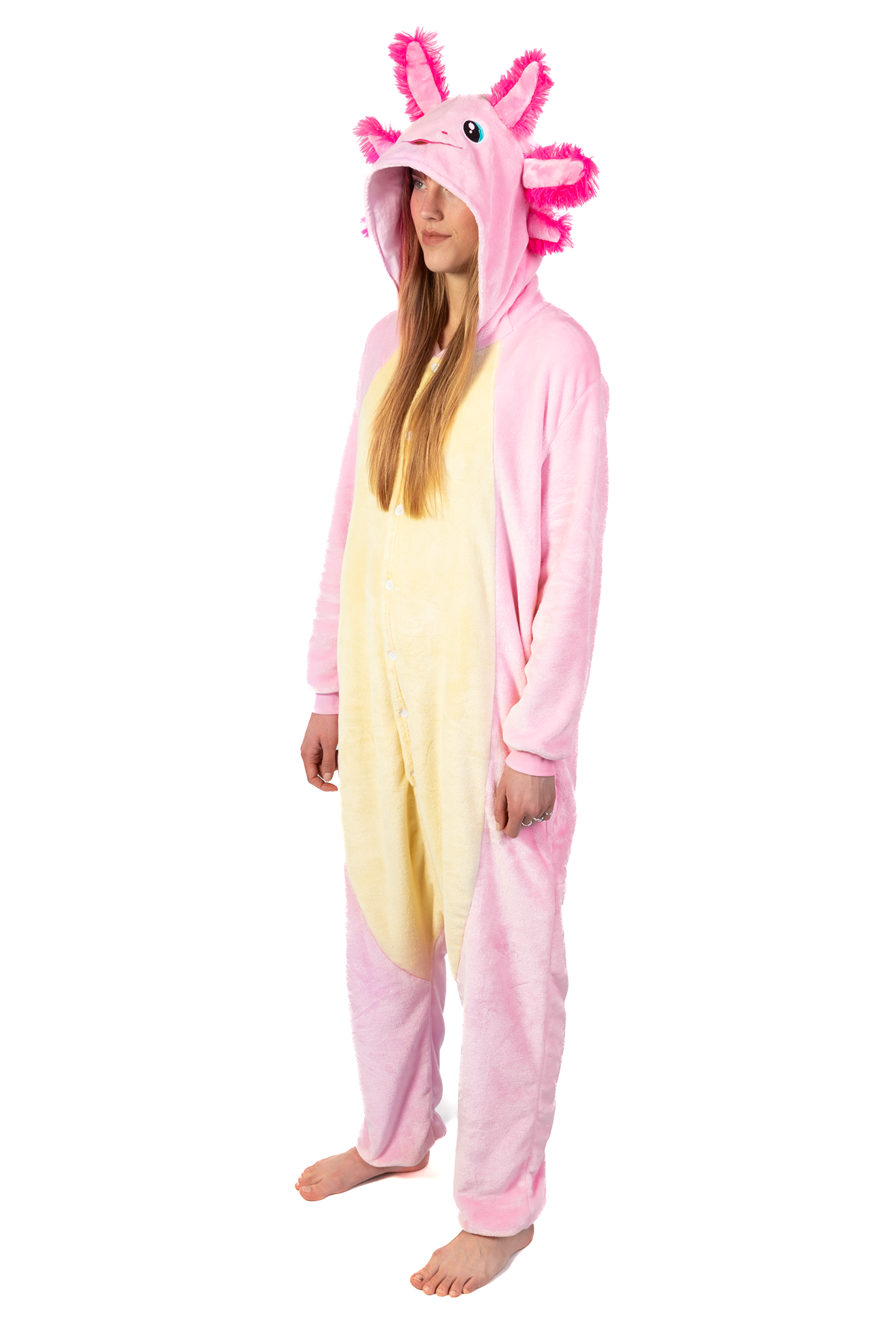 Axolotl Onesie Salamander Pak Roze Vis Kostuum Carnavalspak Dames Heren 3
