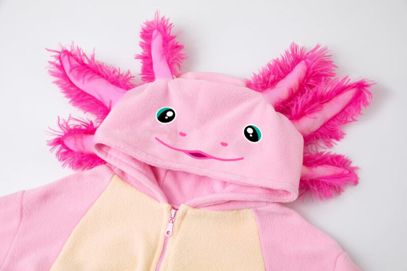 Axolotl Onesie Salamander Pak Roze Vis Kostuum Carnavalspak Dames Heren