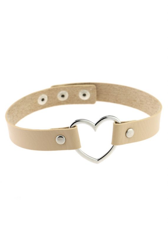 Beige choker halsband hartje