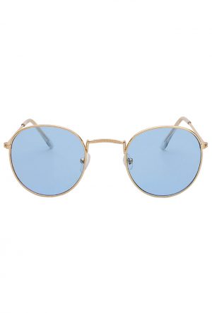 Blauwe bril round metal zonnebril rond