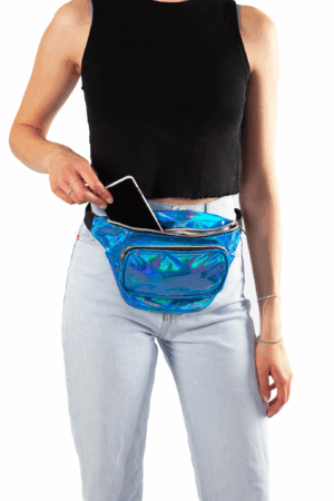 Blauwe holografische heuptas fanny pack 4