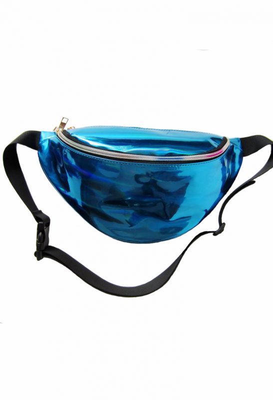 Blauwe iridescent heuptas holografisch