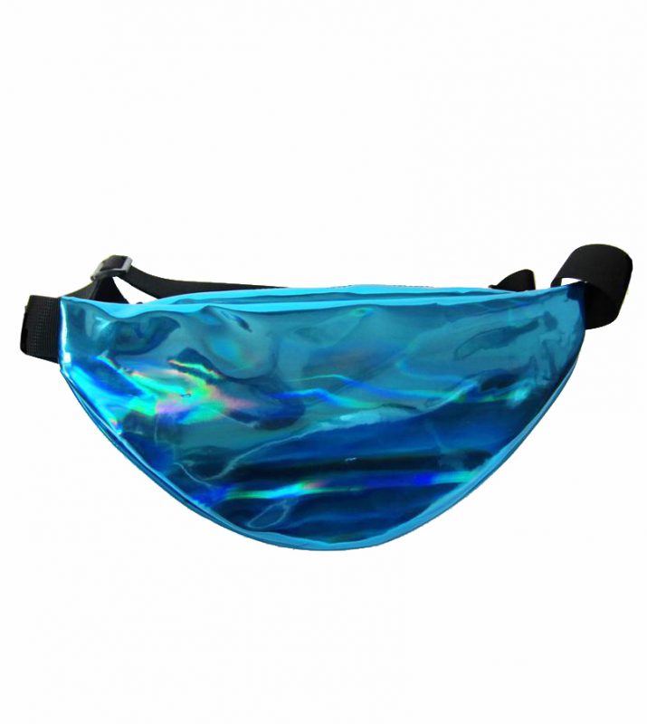Blauwe iridescent heuptas holografisch