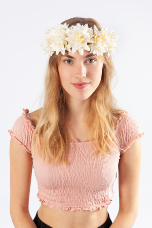 Bloemenkrans haar dahlia wit bloemen haarband