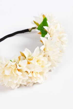 Bloemenkrans haar dahlia wit bloemen haarband