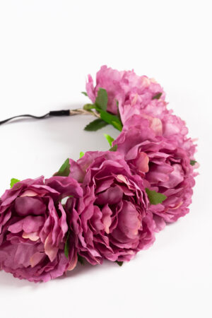 Bloemenkrans haar pioenrozen paars bloemen haarband