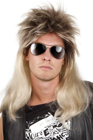 Hair metal rocker pruik blond glamrock