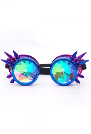 Caleidoscoop bril goggles blauw paars spikes