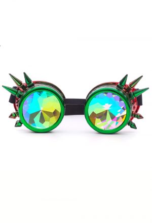 Caleidoscoop bril goggles groen rood spikes