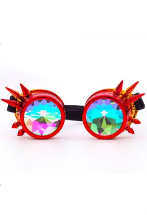 Caleidoscoop bril goggles rood geel spikes