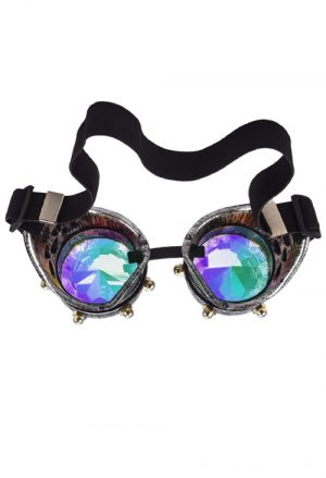 Caleidoscoop bril goggles zilver studs