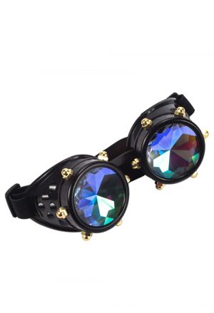 Caleidoscoop bril goggles zwart studs