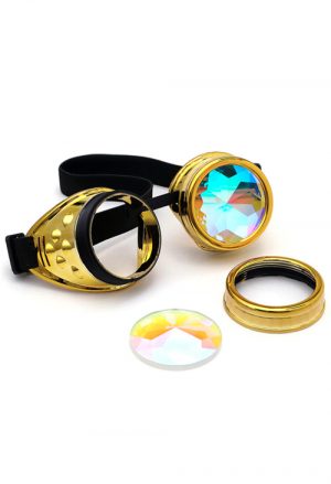 Caleidoscoop goggles bril goud Burning Man