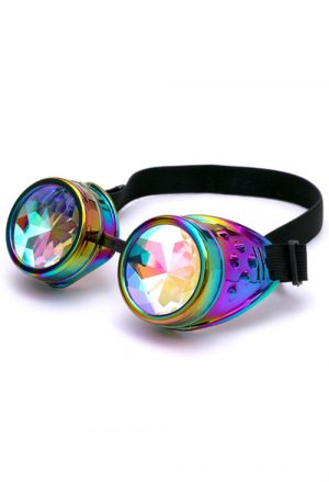Caleidoscoop goggles bril oliekleurig regenboog