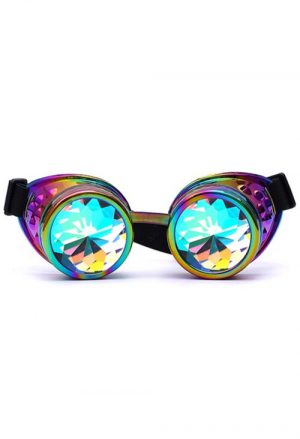 Caleidoscoop goggles bril oliekleurig regenboog