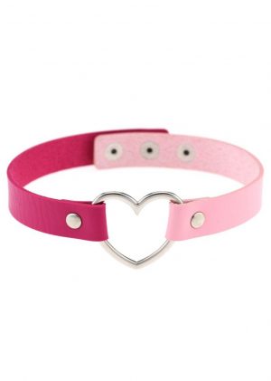 Choker roze two-tone hart halsband