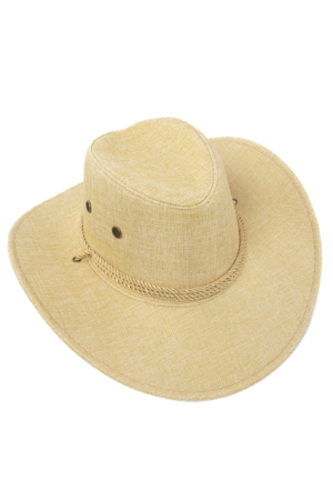 Cowboyhoed Beige Flax Cowboy Western Hoed Linnen Vlasvezel 3