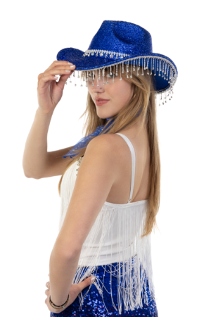 Cowboyhoed Blauw Glitter Strass Steentjes Cowboy Western Hoed Dames