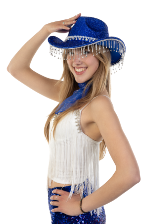 Cowboyhoed Blauw Glitter Strass Steentjes Cowboy Western Hoed Dames 3