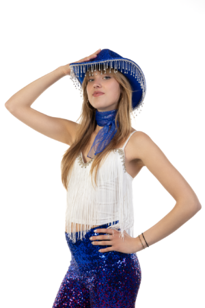 Cowboyhoed Blauw Glitter Strass Steentjes Cowboy Western Hoed Dames