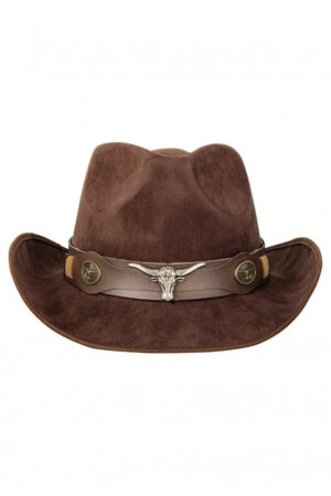 Cowboyhoed Bruin Stier Leatherlook Bull Cowboy Ranger Hoed