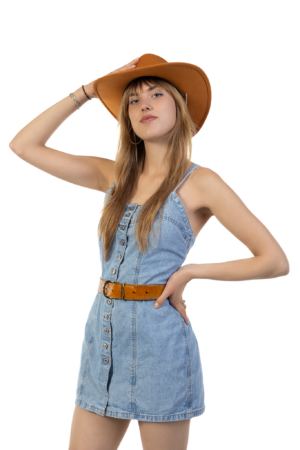 Cowboyhoed Caramel Suede Cowboy Western Hoed Beige Band 4