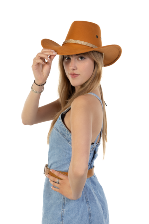 Cowboyhoed Caramel Suede Cowboy Western Hoed Beige Band 5