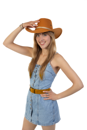 Cowboyhoed Caramel Suede Cowboy Western Hoed Beige Band 7