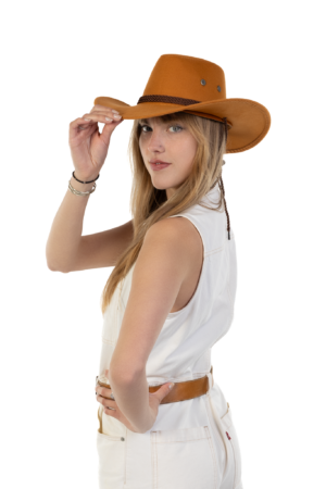 Cowboyhoed Caramel Suede Cowboy Western Hoed Bruine Band 5