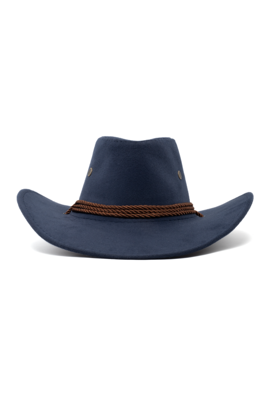 Cowboyhoed Donkerblauw Suede Cowboy Western Hoed Bruine Band 1