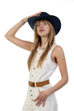 Cowboyhoed Donkerblauw Suede Cowboy Western Hoed Bruine Band 4