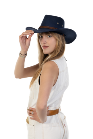 Cowboyhoed Donkerblauw Suede Cowboy Western Hoed Bruine Band 5