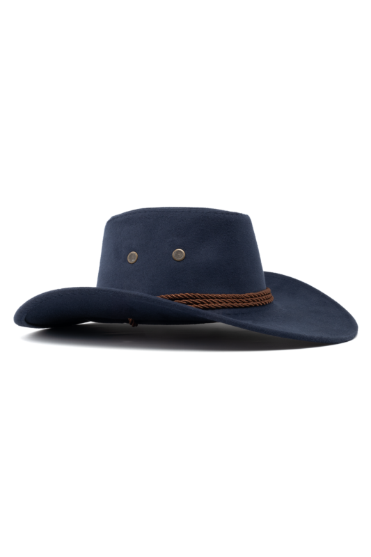 Cowboyhoed Donkerblauw Suede Cowboy Western Hoed Bruine Band
